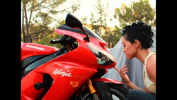 Asian German Girl and her 2005 Kawasaki Ninja ZX6R 636. Kawi Girl